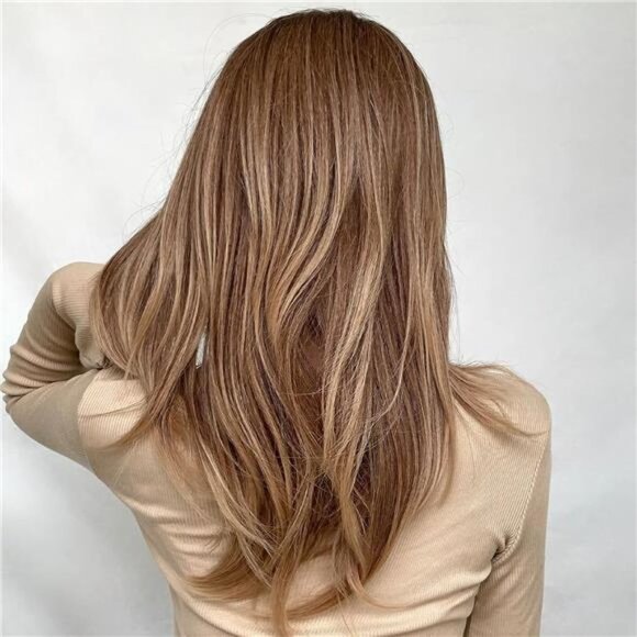 Wigs for Women Layered Synthetic Hair Wig with Highlight - Dark brown to brown main image 5
